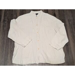 Eileen Fisher Linen‎ Button Down Shirt  Relaxed Fit Size S (Read)